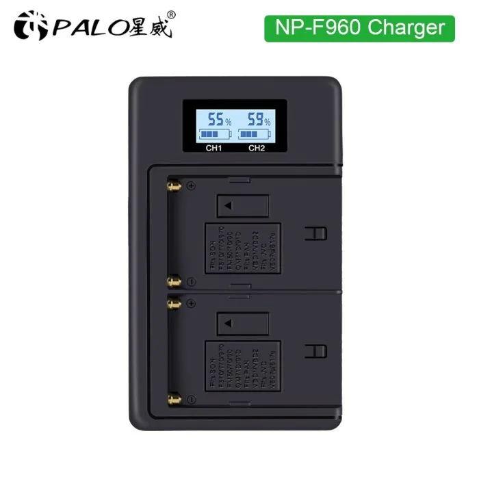 شاحن بطاريات سوني NP-F960 مع شاشة LCD عن طريق USB لأنواع بطاريات سوني Sony NP-F550 F770 F750 F960 F970 - Image 1