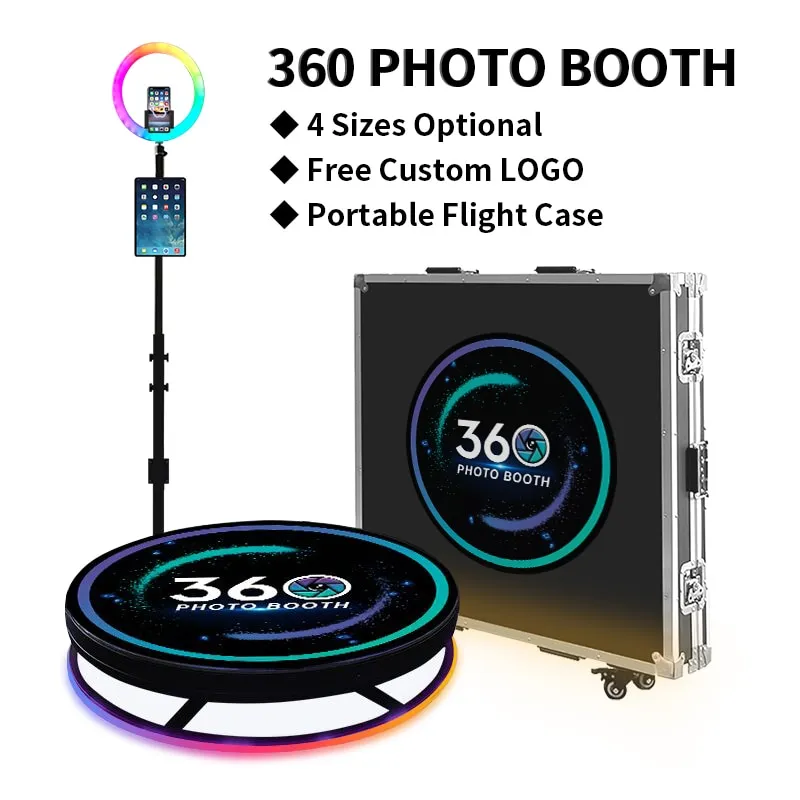 فوتو بوث 360 درجة Photobooth 360 قياس 115 مع  حقيبة سفر مزودة بعجلات للتصوير في المناسبات و حفلات الزفاف - Image 1