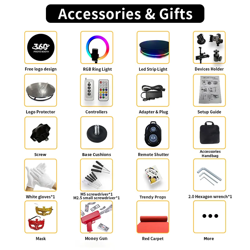 فوتو بوث 360 درجة Photobooth 360 قياس 115 مع  حقيبة سفر مزودة بعجلات للتصوير في المناسبات و حفلات الزفاف - Image 6