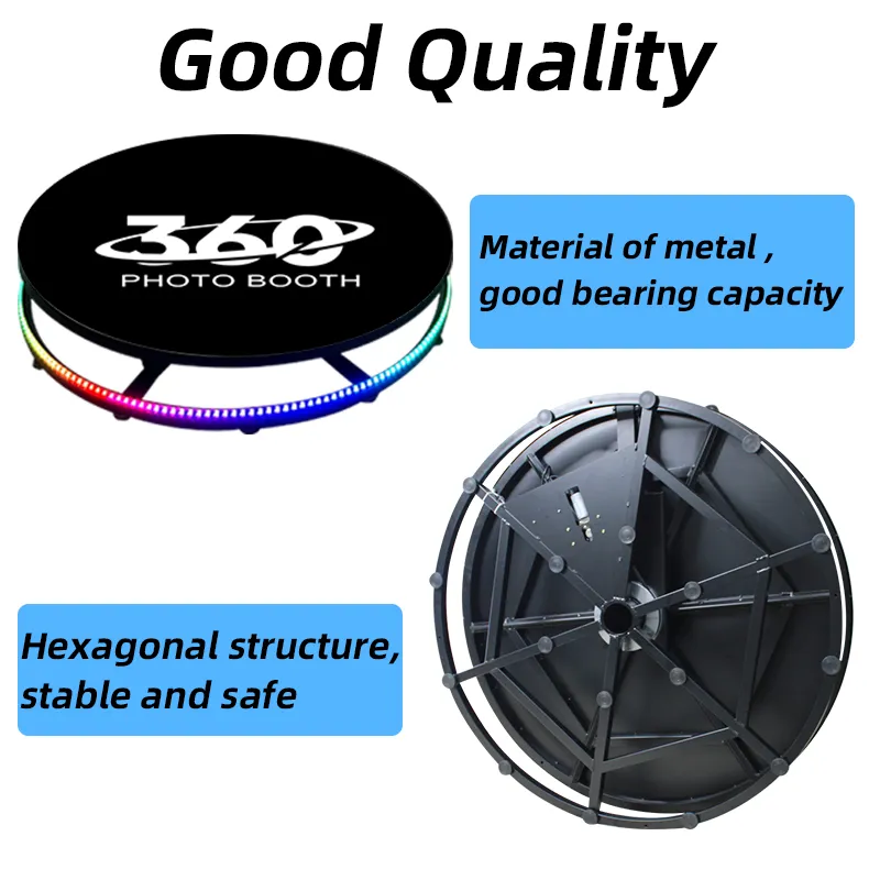 فوتو بوث 360 درجة Photobooth 360 قياس 115 مع  حقيبة سفر مزودة بعجلات للتصوير في المناسبات و حفلات الزفاف - Image 4