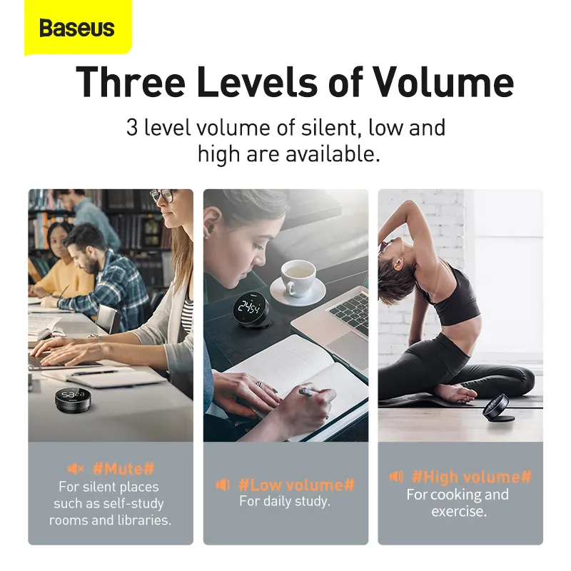 ⁦ساعة رقمية ومنبه وعداد مغناطيسية من Baseus⁩ - الصورة ⁦6⁩