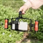 حامل ترايبود مع كيج للهواتف الذكية مع قبضة للحمل باليد مع مصباح LED على الجوانب - الصورة 5