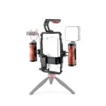 حامل ترايبود مع كيج للهواتف الذكية مع قبضة للحمل باليد مع مصباح LED على الجوانب - الصورة 2