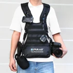 سترة المصور PULUZ مع أكتاف مزدوجة وحزام مع إمكانية حمل كاميرات عدد 2 ومحلقات كاملة