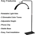 ⁦مصباح LED عصري HD-M8X من Xria بقوة 50 واط على شكل نصف قمر قابل للتعتيم 3000K-6000K للإضاءة الأرضية في صالونات التجميل التاتو الرموش والمكياج⁩ - الصورة ⁦11⁩