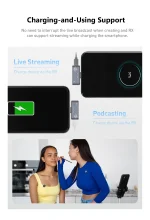 ⁦ميكروفون لاسلكي LUUCCO AirWave K1 بمنفذ USB-C للهواتف المحمولة ميكروفون لافالير للفلوغات والمقابلات والبث المباشر⁩ - الصورة ⁦3⁩