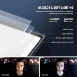 ⁦مصباح LED Xria SL-288ARC Bi-color Ultra-thin Soft Panel بإضاءة ناعمة فائق النحافة، بدرجة حرارة لون 3200K-5600K، مع شاشة LCD وجهاز تحكم عن بعد (مصباح واحد مع حامل)⁩ - الصورة ⁦3⁩