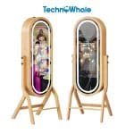 فوتوبوث مرآة تصوير Technowhale 40 بوصة مع شاشة LCD تعمل باللمس 21.5 بوصة، فوتوبوث جاهز للزفاف مزود بإضاءة حلقة مرآة ثابتة وحامل طابعة TW-40-215