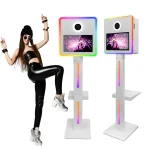 فوتوبوث TechnoWhale TW-156X بشاشة لمس LCD بحجم 15.6 بوصة مع شريط إضاءة RGB في الجهة الأمامية وعلى جانبي الجسم، بالإضافة إلى ضوء حلقي وكاميرا Canon 2000D يأتي مع حامل صغير للطابعة - Image 11