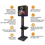 فوتوبوث TechnoWhale TW-156X بشاشة لمس LCD بحجم 15.6 بوصة مع شريط إضاءة RGB في الجهة الأمامية وعلى جانبي الجسم، بالإضافة إلى ضوء حلقي وكاميرا Canon 2000D يأتي مع حامل صغير للطابعة - Image 6