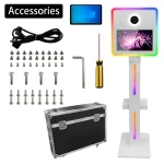 فوتوبوث TechnoWhale TW-156X بشاشة لمس LCD بحجم 15.6 بوصة مع شريط إضاءة RGB في الجهة الأمامية وعلى جانبي الجسم، بالإضافة إلى ضوء حلقي وكاميرا Canon 2000D يأتي مع حامل صغير للطابعة - Image 13