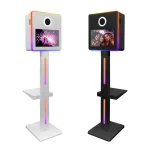 فوتوبوث TechnoWhale TW-156X بشاشة لمس LCD بحجم 15.6 بوصة مع شريط إضاءة RGB في الجهة الأمامية وعلى جانبي الجسم، بالإضافة إلى ضوء حلقي وكاميرا Canon 2000D يأتي مع حامل صغير للطابعة - Image 2