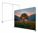 Xria حامل خلفية مربع من الألمنيوم 3×3 متر (9.84 قدم) خلفية قماشية مشدودة مستقيمة على الجهتين للفوتوبوث وتزيين خلفيات حفلات أعياد الميلاد والزفاف